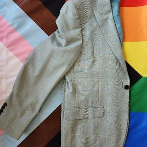 Bagozza Men's Sportcoat Blazer Suit Jacket - 46R (Green Plaid Checkered)